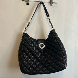 Black quilted Kate Spade purse with gold hardware